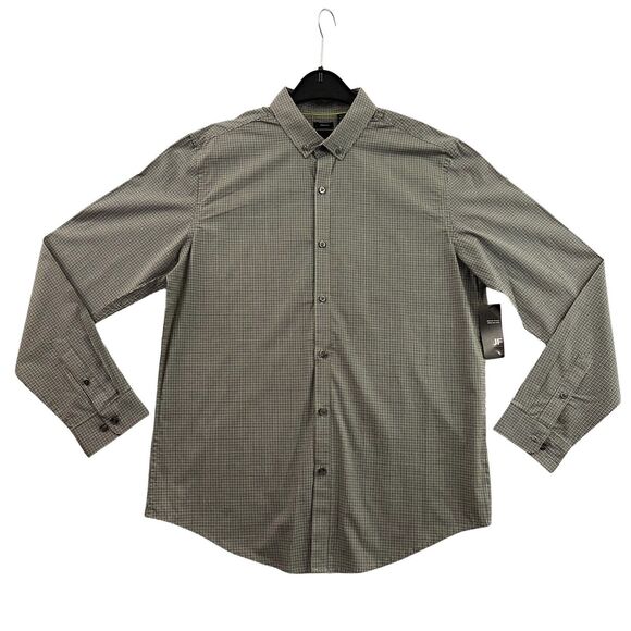 J Ferrar Shirt Mens Size Large 16-16.5 Slim Fit Gray Button Up Long Sleeve NEW - Picture 1 of 12